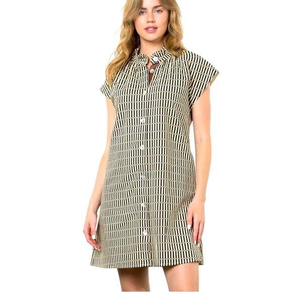 THML Dresses & Skirts - THML Faith Button Up Dress Womens Medium Rue Stripe Dot NWT